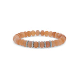 Peach Moonstone Bracelet with 5 Diamond Rondelles - 8mm