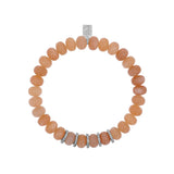 Peach Moonstone Bracelet with 5 Diamond Rondelles - 8mm