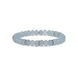 Aquamarine Bracelet with 3 Diamond Rondelles - 7mm