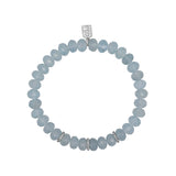 Aquamarine Bracelet with 3 Diamond Rondelles - 7mm