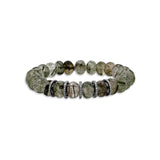 Green Rutile Quartz Bracelet with 5 Diamond Rondelles - 10mm