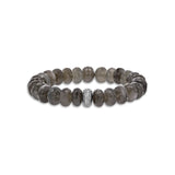 Grey Moonstone Bracelet with 1 Diamond Donut - 10mm