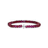 Rhodolite Mini Bracelet with 1 Diamond Cross - 5mm