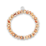 Mexican Fire Opal Bracelet with Diamond Rondelles - 8mm