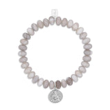 Botswana Agate Bracelet with Diamond Bezel Buddha Charm - 8mm