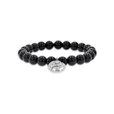 Onyx Bead Bracelet with Yin Yang Charm - 8mm