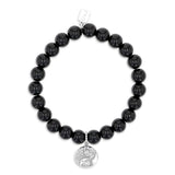 Onyx Bead Bracelet with Yin Yang Charm - 8mm