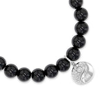 Onyx Bead Bracelet with Yin Yang Charm - 8mm