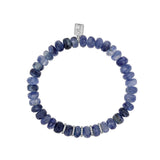 Kyanite Bracelet with 5 Diamond Rondelles - 7mm