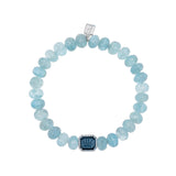 Aquamarine Bracelet with London Blue Topaz Bead Connector - 8mm