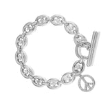 Bracelet marin à cœur caché avec breloque paix en diamant