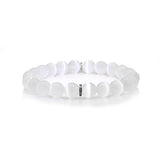 Selenite Beaded Bracelet with Diamond Rondelle - 8mm