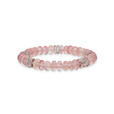 Morganite Gemstone Beaded Bracelet with 4 Diamond Rondelles - 8mm
