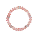 Morganite Gemstone Beaded Bracelet with 4 Diamond Rondelles - 8mm