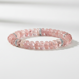 Morganite Gemstone Beaded Bracelet with 4 Diamond Rondelles - 8mm