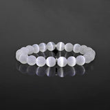 Selenite Beaded Bracelet with Diamond Rondelle - 8mm