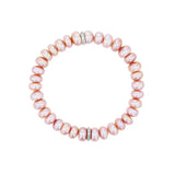 Pink Pearl Beaded Bracelet with Diamond Rondelle - 8mm