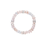 Pink Mix Gemstone Beaded Bracelet with 3 Diamond Rondelles - 8mm