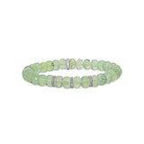 Prehnite Beaded Bracelet with 3 Diamond Rondelles - 8mm