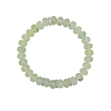 Prehnite Beaded Bracelet with 3 Diamond Rondelles - 8mm