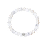 White Gemstone Mix Beaded Brcelet with Diamond Rondelles - 8mm
