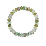 Green Mix Gemstone Beaded Bracelet with 3 Diamond Rondelles - 8mm