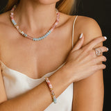 Summer in St. Tropez Mix Beaded Bracelet with Topaz Rondelle - 8mm
