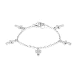 Diamond Cross Charms on Cable Chain Bracelet