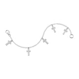 Diamond Cross Charms on Cable Chain Bracelet