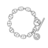 Hidden Heart Mariner Bracelet with Diamond Cross Charm
