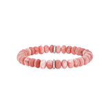 Pink Opal Beaded Bracelet with Diamond Rondelle - 8mm