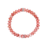 Pink Opal Beaded Bracelet with Diamond Rondelle - 8mm