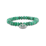 Emerald Bracelet with Diamond Peace Sign Charm - 7mm