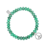 Diamond Peace Sign Charm on Beaded Emerald Bracelet - 7mm