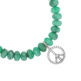 Emerald Bracelet with Diamond Peace Sign Charm - 7mm