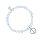 Bracelet en aigue-marine avec breloque symbole de paix en diamant - 6 mm