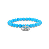 Sleeping Beauty Turquoise Bracelet with Diamond Peace Sign Charm - 6mm