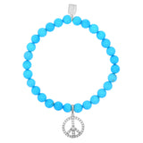 Bracelet turquoise La Belle au Bois Dormant avec breloque symbole de paix en diamant - 6 mm