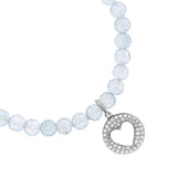 Bracelet en aigue-marine avec breloque cœur ouvert en diamant - 6 mm