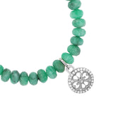 Emerald Bracelet with Diamond Open Clover Charm - 7mm