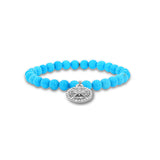 Sleeping Beauty Turquoise Bracelet with Diamond Open Clover Charm - 6mm