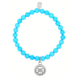 Sleeping Beauty Turquoise Bracelet with Diamond Open Clover Charm - 6mm