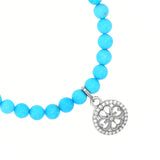 Sleeping Beauty Turquoise Bracelet with Diamond Open Clover Charm - 6mm