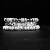 Matte Crazy Lace Agate Bracelet with Diamond Rondelles - 8mm