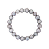 Silver Pearl Bracelet with Diamond Rondelles - 10mm