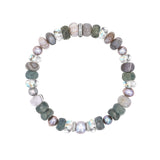 Sterling Gemstone and Pearl Mix Bracelet with Diamond Rondelles - 8mm