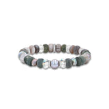 Sterling Gemstone and Pearl Mix Bracelet with Diamond Rondelles - 8mm