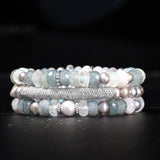 Silver Pearl Bracelet with Diamond Bar - 8mm