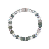 Sterling Gemstone Mix Bracelet with Diamond Rondelle- 8mm