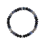 Blue & Black Mix Gemstone Beaded Bracelet with Diamond Donut - 6mm